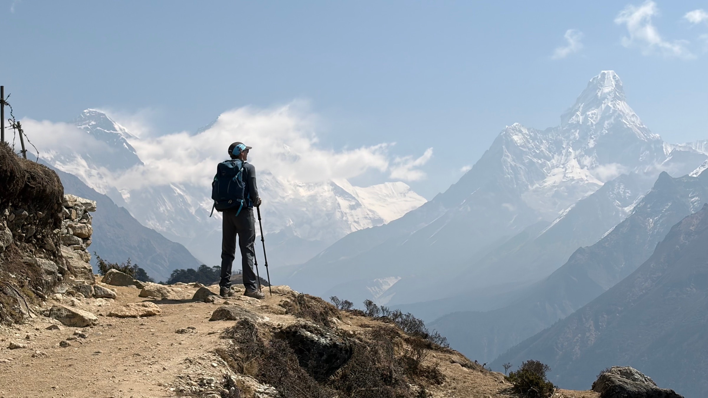 Continuum patient hiking a mountain ridge in the Himalayas